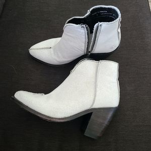 Liberty Black white crackle leather booties